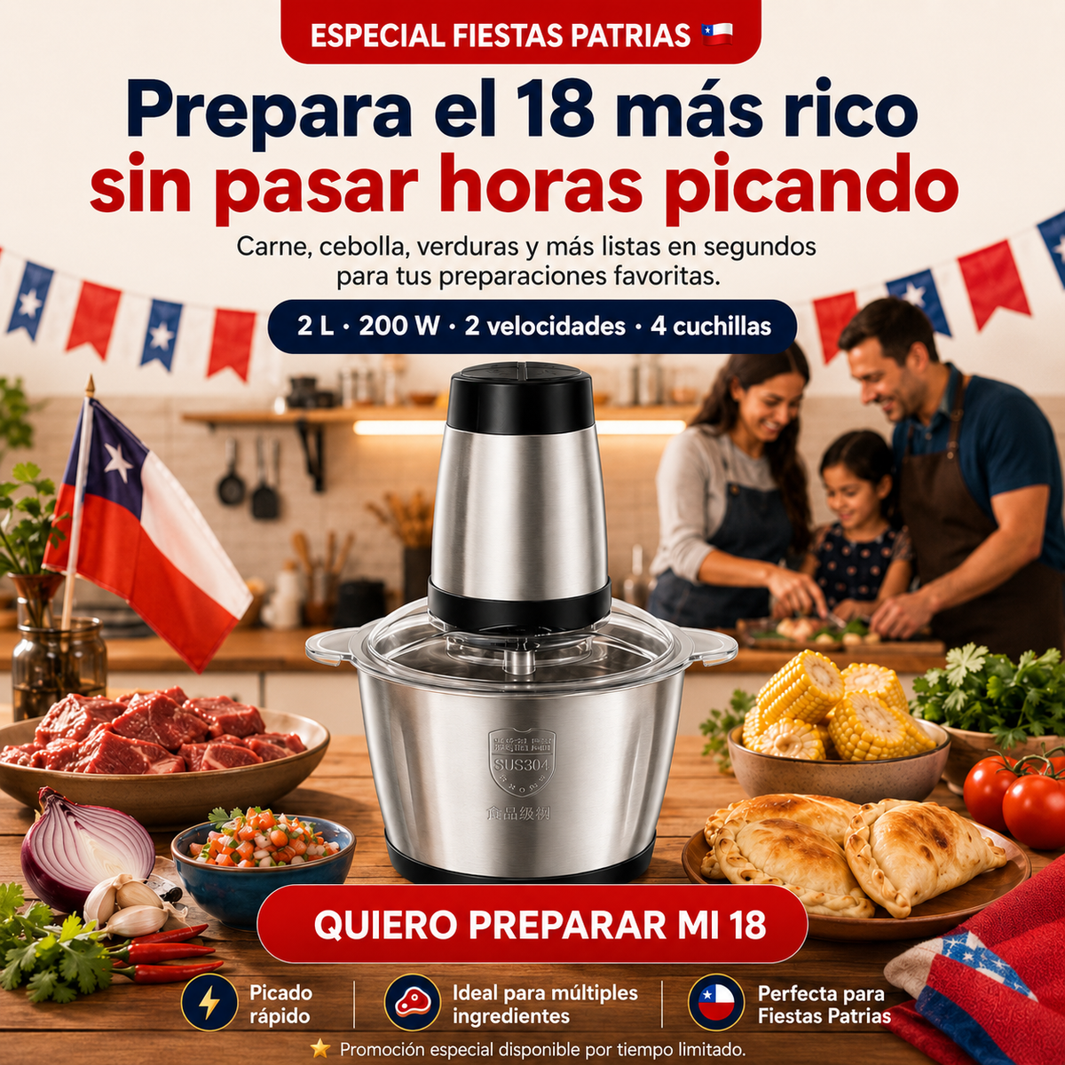 Picadora Procesadora 2 Litros