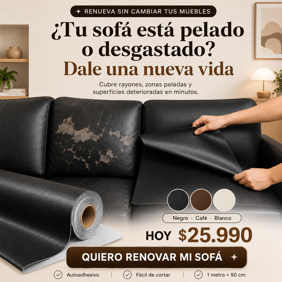 Rollo cuero adhesivo de reparacion
