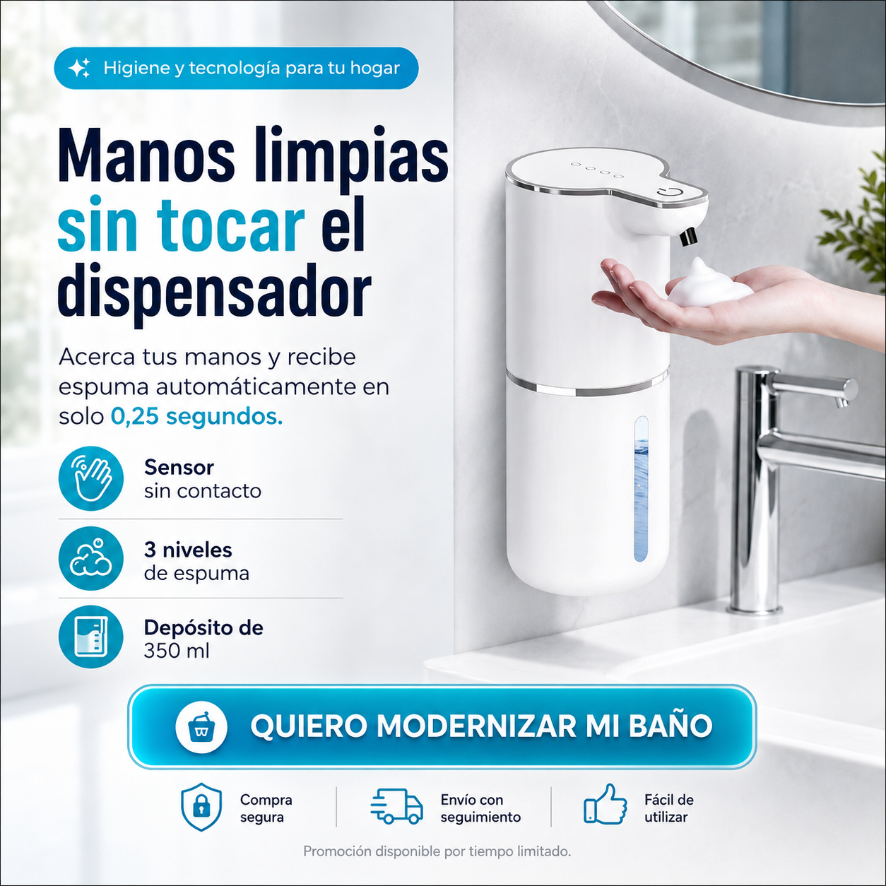 Dispensador Automático Jabón Sensor