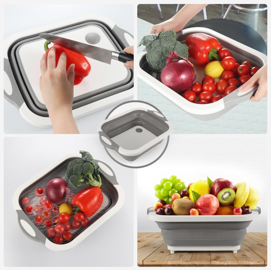 KitchFold™-Tabla de Picador Colador Bowl 3 en 1