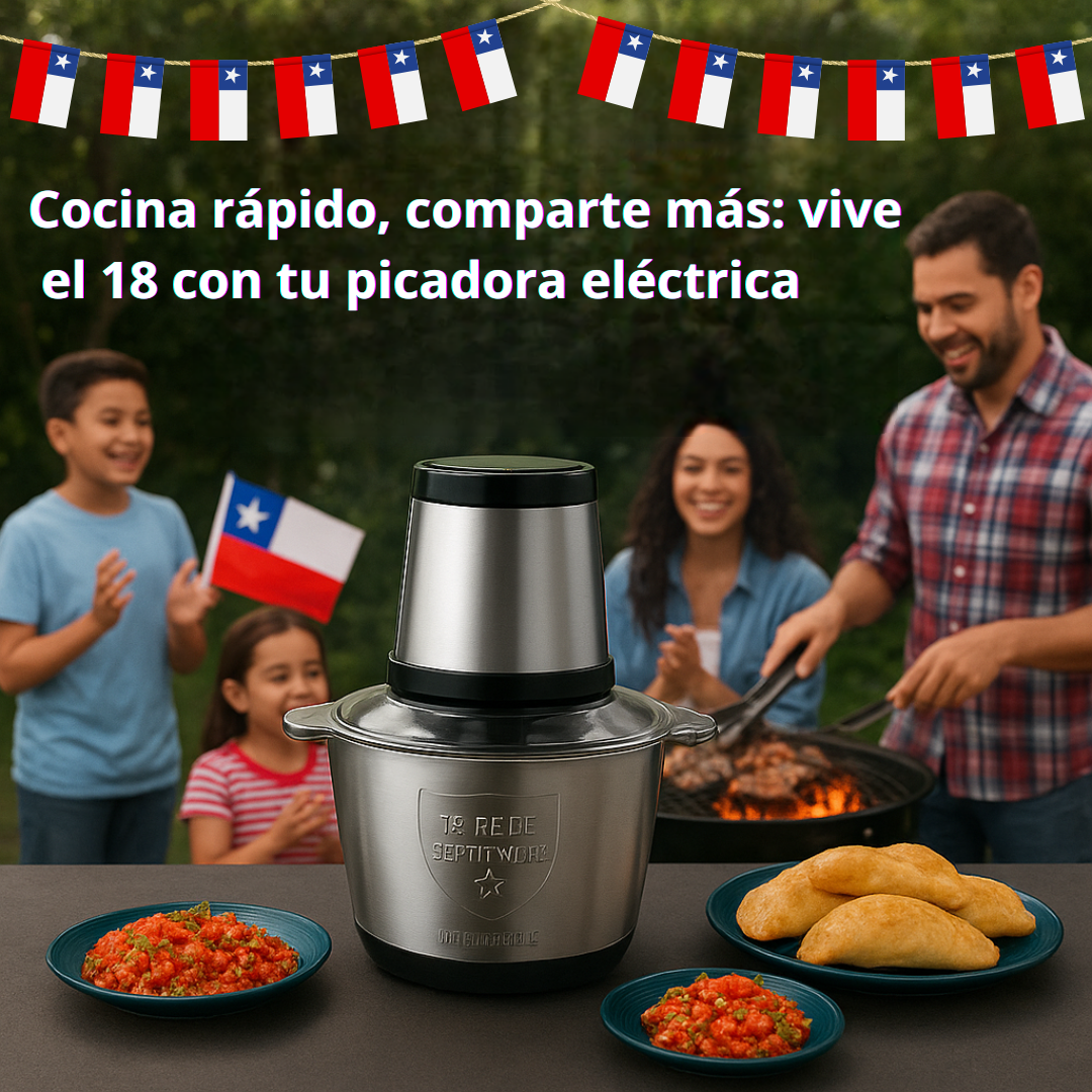 Picadora Eléctrica 2 Litros – ¡Tu mejor aliada este 18 de septiembre!