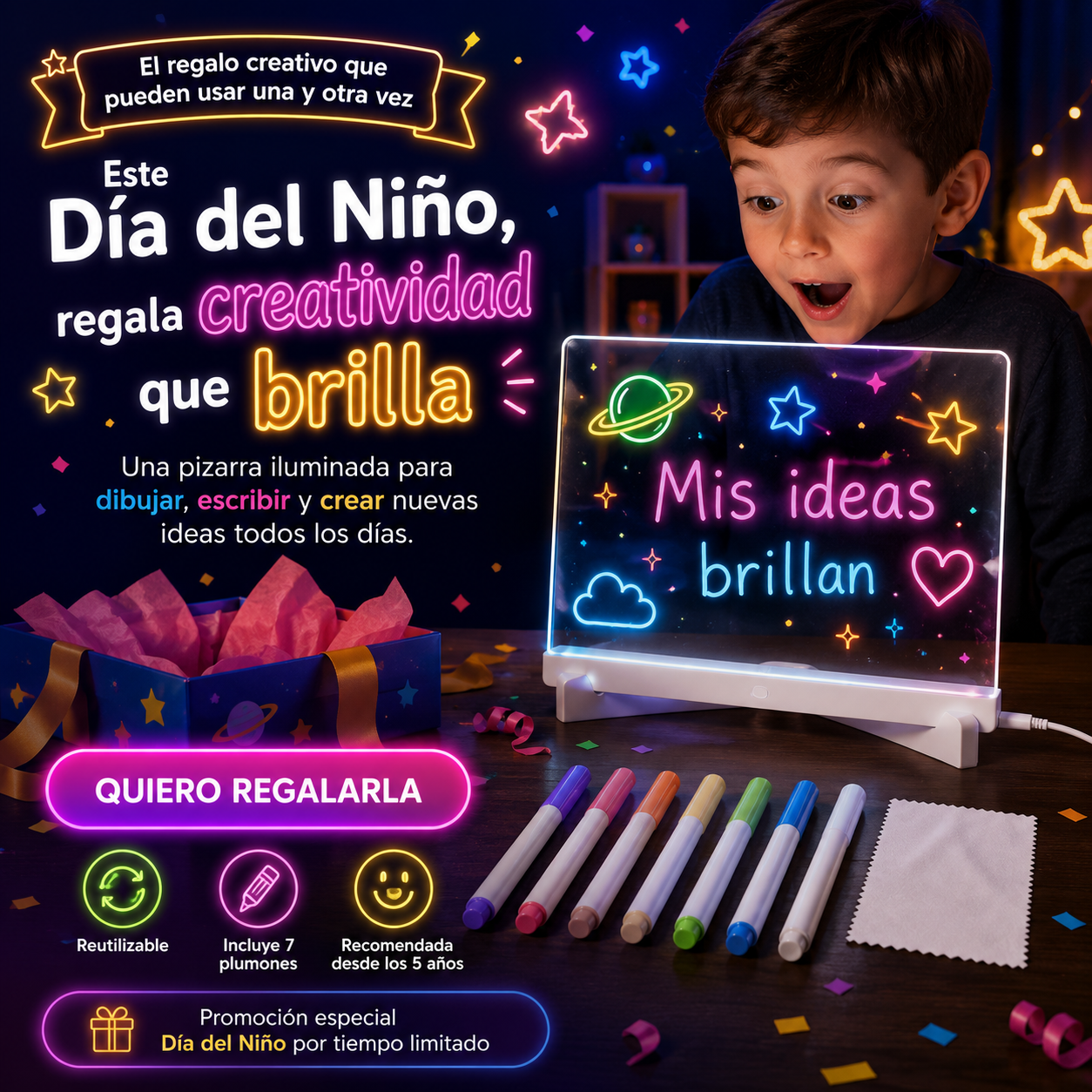 Pizarra Mágica Luz Led USB