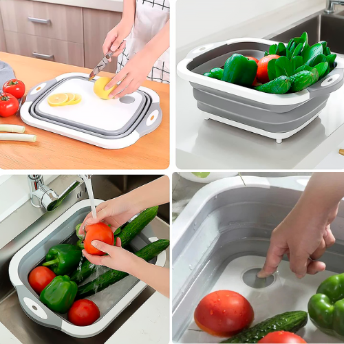 KitchFold™-Tabla de Picador Colador Bowl 3 en 1